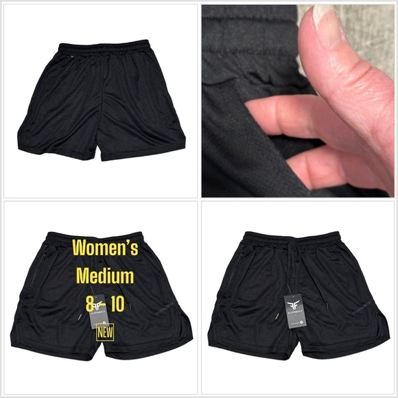 Women's Flyfirefly Medium Shorts Black Elastic Waistband Drawstring Stretch NWT - Picture 1 of 10